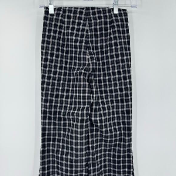 Aeropostale Plaid Flare Pants Elastic Waist Black White Academia Womens Sz XS - Picture 9 of 11